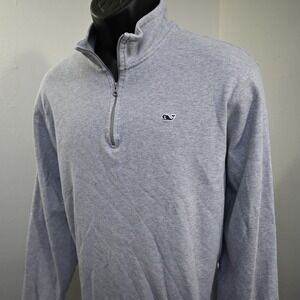 Vineyard Vines Whale 1/4 Zip Sweater Mens Size XL Gray Long Sleeve Pullover
